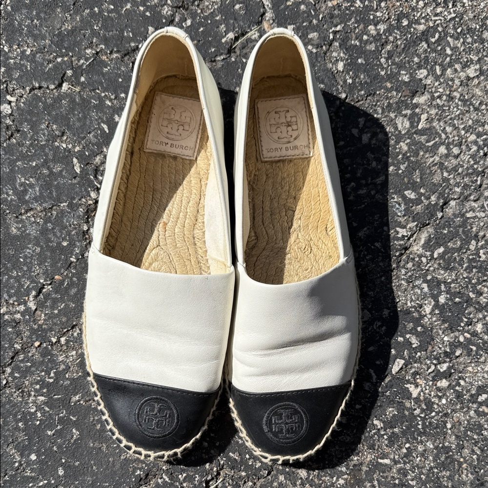Tory Burch Black and White Espadrilles